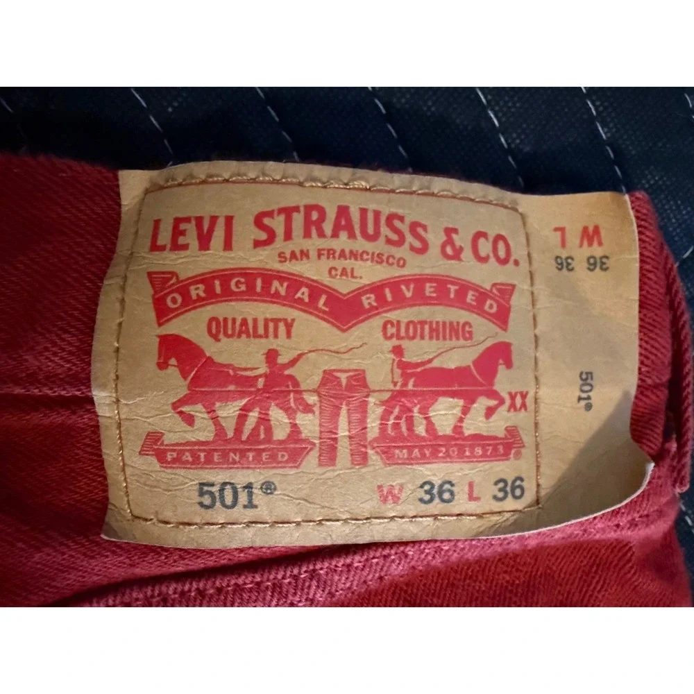 Levi's 501 Original Fit Jeans Mens 36x36 Red Tab Straight Leg Denim Button Fly